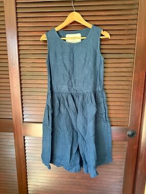 notPERFECTLINEN Navy Sleeveless Linen Casual Dress